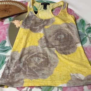Small INC yellow floral tank with sequins
